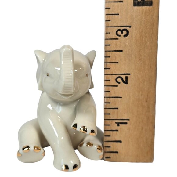 Lenox Elephant Figurine Calf Baby Figure 2.5 inch Sitting Trunk Up Minimalist - Picture 8 of 8